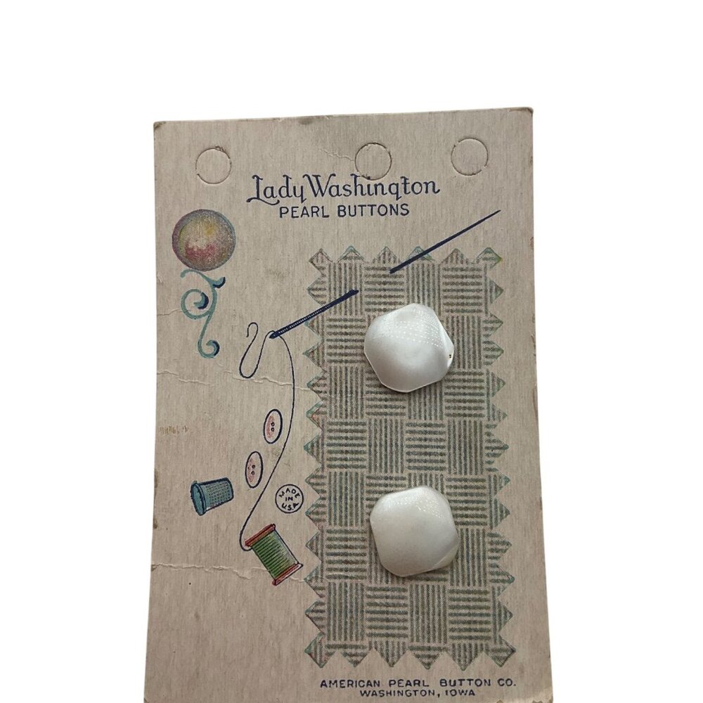 New Vintage 1940's Lady Washington Baby Pearls Buttons Lot 6 Made USA - Picture 2 of 8